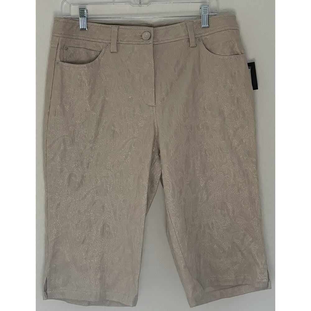 Reba April Stone Glam Cropped Paisley Shimmery Below Knee Shorts/Pant Sz 12 NWT